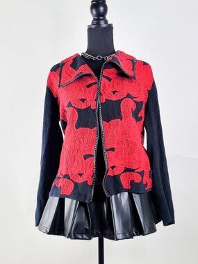 Chico's Women's Black and Red Cardigan